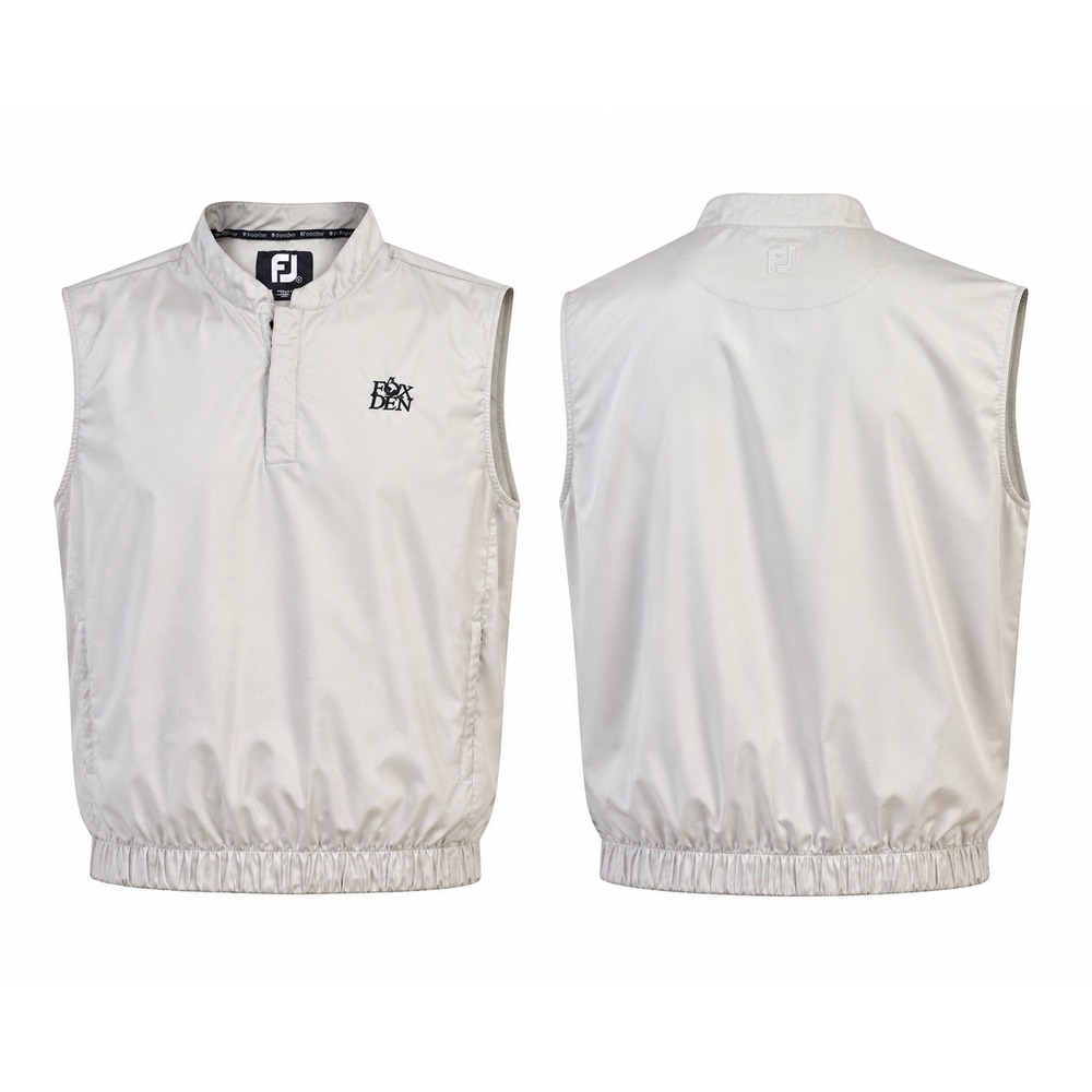 FOOTJOY Golf 1/4 Snap Button Pullover Windbreaker Vest Zip Pockets Tan FJ Sz L